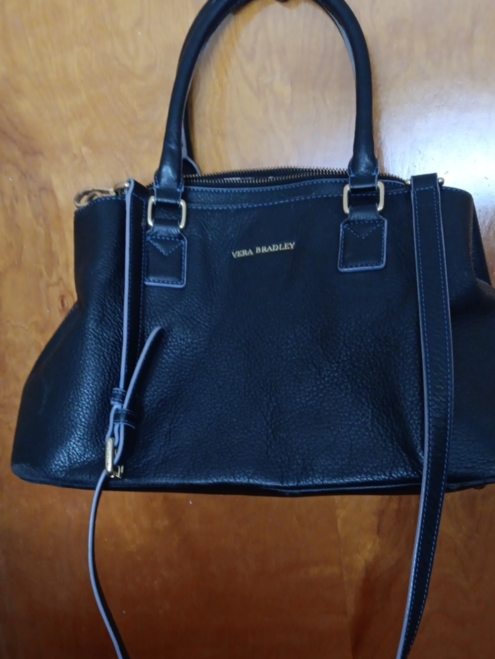 Vera Bradley Black Leather Shoulder Satchel